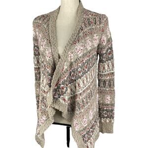 Aeropostale Multicolor Cardigan Sweater Nordic Bobble Knit Open Front Womens Sm